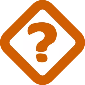 Vector image of orange question mark sign in a rotated square