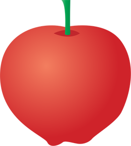 Vector drawing of assymetrical red apple