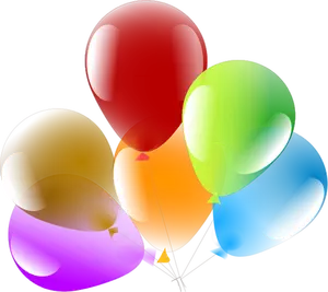Vector illustration of six decorated party balloons