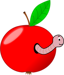 Kırmızı elma ile solucan vektör görüntü