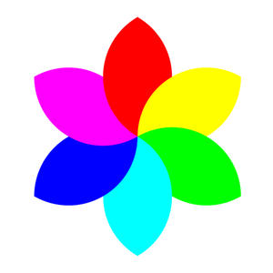 Colorful 6 petal flower vector graphics