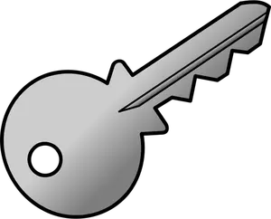 Clipart vetorial da chave da porta de metal cinza sombreado