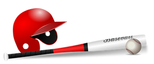 Baseball bat, ball and cap vector clip art