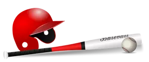 Baseball bat, ball and cap vector clip art