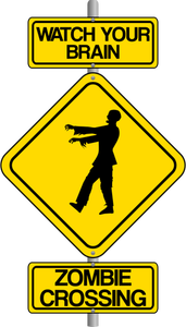 Gráficos vectoriales de zombie cruce señal de advertencia de tráfico