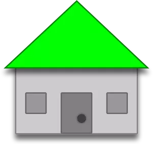 Vektorikuva talosta, jossa on vihreä katto