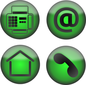 Vector images clipart de quatre icônes contact verts