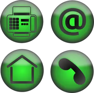 Vector clip art of four green contact icons