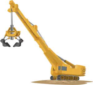 Vector drawing of construction crane with high reach