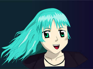 Vektori clipart anime tyttö pitkät siniset hiukset