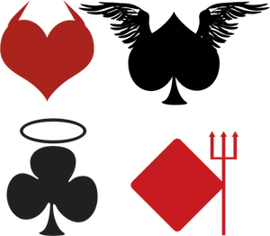 Carta da gioco segni illustrazione vettoriale Angelico e diabolico