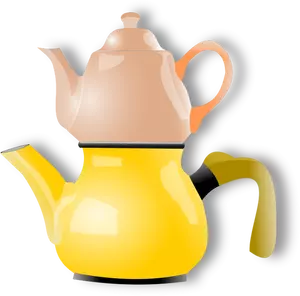 Ilustração em vetor de bule de chá dupla brilhante