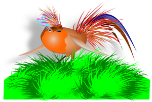 Wektor rysunek kolorowy ptak na trawie