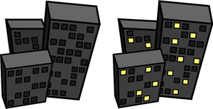 Vector de dibujo de bloques planos inclinados en la noche