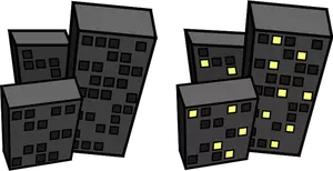 Vector drawing of tilted flat blocks at night