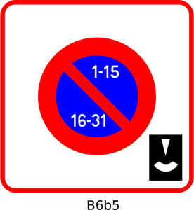 Imagem vetorial de área de estacionamento unilateral alternando sinal de estrada francesa bi-mensal