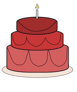Gros gâteau avec bougie vecteur une image clipart