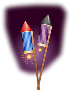 Vector illustraties van vuurwerk raketten op een stokje