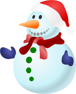 ClipArt vettoriali di felice colorato pupazzo di neve con sciarpa