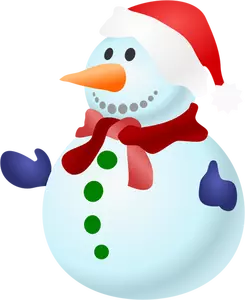 Image clipart vectoriel d'heureux bonhomme de neige coloré avec écharpe