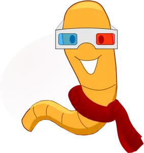 Cinema Worm with 3D glasses vector graphics