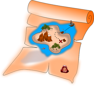 Vector image of old treasure paper map