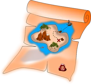 Vector image of old treasure paper map