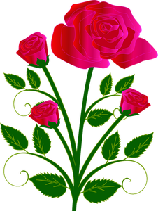 Grafica vettoriale di quattro rose su uno stam