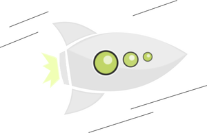 Vector graphics of flying rocket with green windows