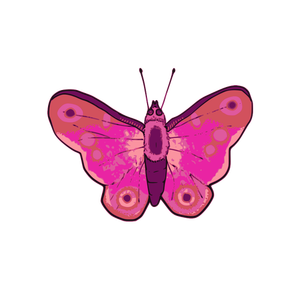 Ilustración vectorial de mariposa de color rosa y púrpura