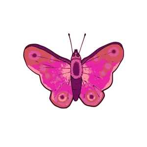 Ilustración vectorial de mariposa de color rosa y púrpura