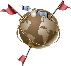 Vector illustraties van gps satellietcommunicatie