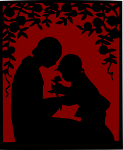 Mother and child scenery vector image