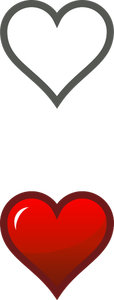 Dessin de deux icônes de coeur avec reflet vectoriel