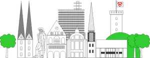 Buildings of Bielefeld City vector graphics