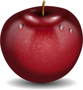 Fotogerçekçi kırmızı ıslak elma çizim vektör