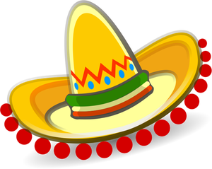 Sombrero messicano con grafica vettoriale decorazione rosso
