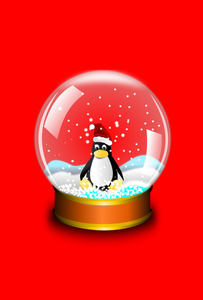 Sněhová koule s tučňákem