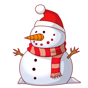 Image vectorielle de bonhomme de neige avec foulard rouge
