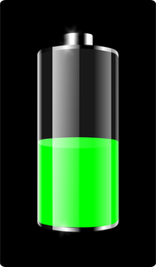 Immagine vettoriale di mezza icona di batteria scarica