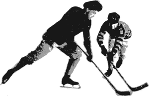 Grafică vectorială a cuplu de jucător de hochei pe gheaţă