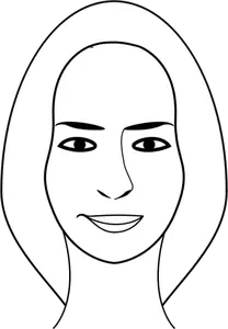 Tvář ženské osoby s dlouhými vlasy Vektor Klipart