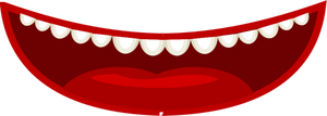 Vector drawing of cartoon style red mouth with white teeth