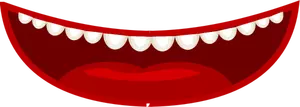 Vektor menggambar kartun gaya merah mulut dengan gigi putih
