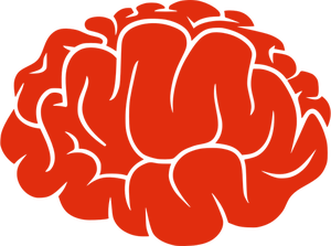 Aivovektorikuvan punainen siluetti