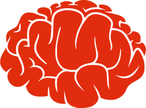 Rote Silhouette von einem Gehirn-Vektor-Bild