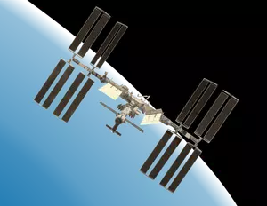 Uluslararası Uzay İstasyonu ile toprak vektör çizim