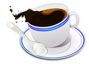 Vektorové kreslení nakloněné šálku kávy