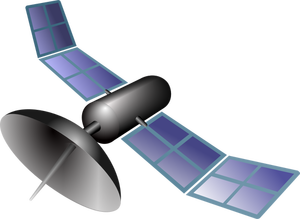 Vector drawing of blue space satellite