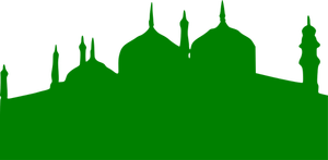 Vector clip art of green silhouette of a mosque
